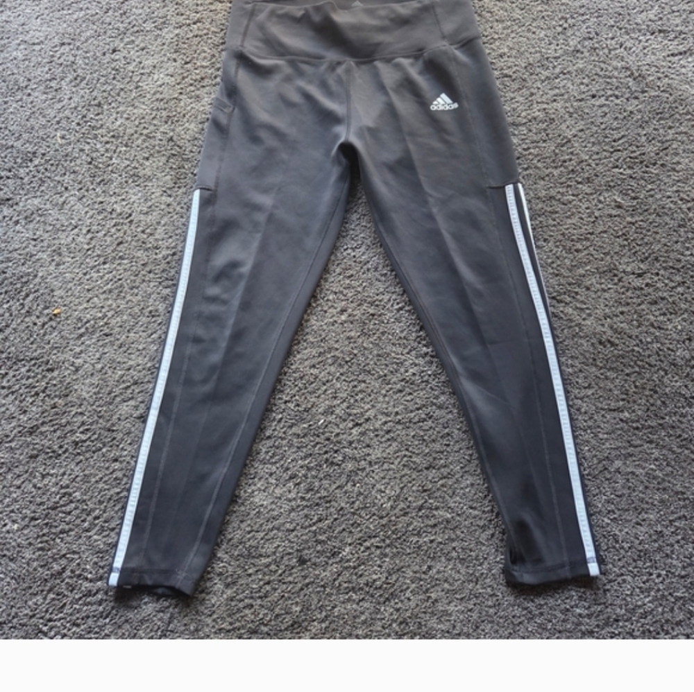 Adidas Black Leggings with White Stripes